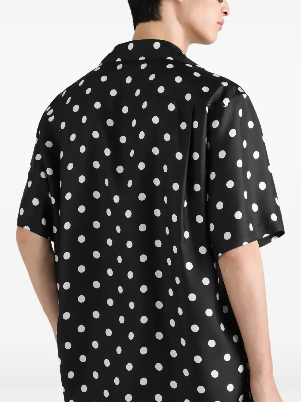 Dolce & Gabbana Zijden twill overhemd met stippen Zwart