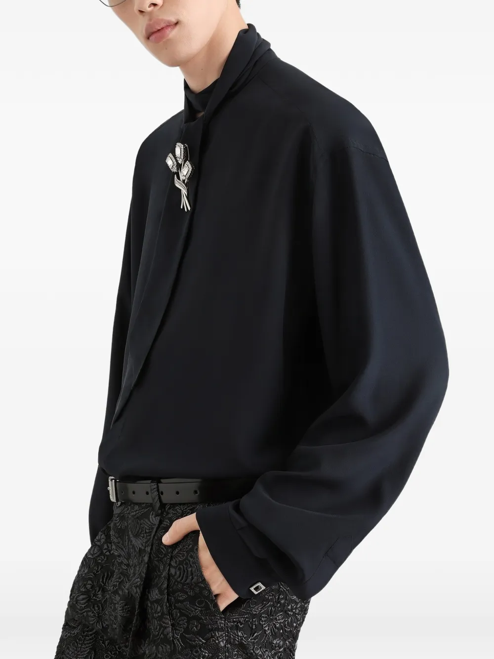 Dolce & Gabbana Overhemd van crêpe de chine Blauw