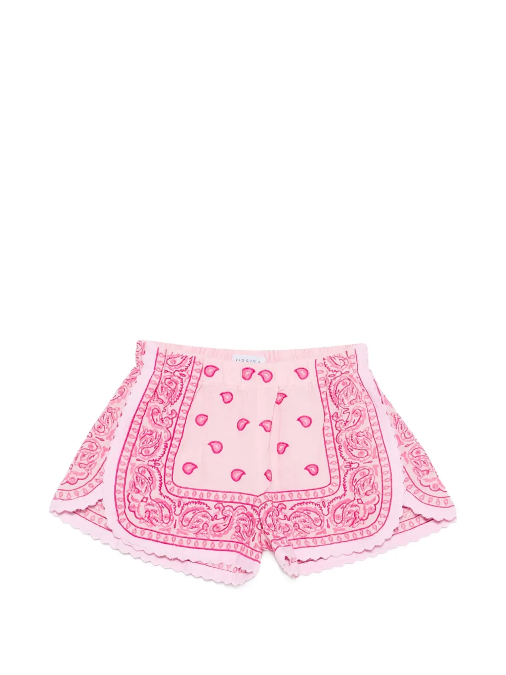 orsina bandana-print embroidered mini shorts - Rosa