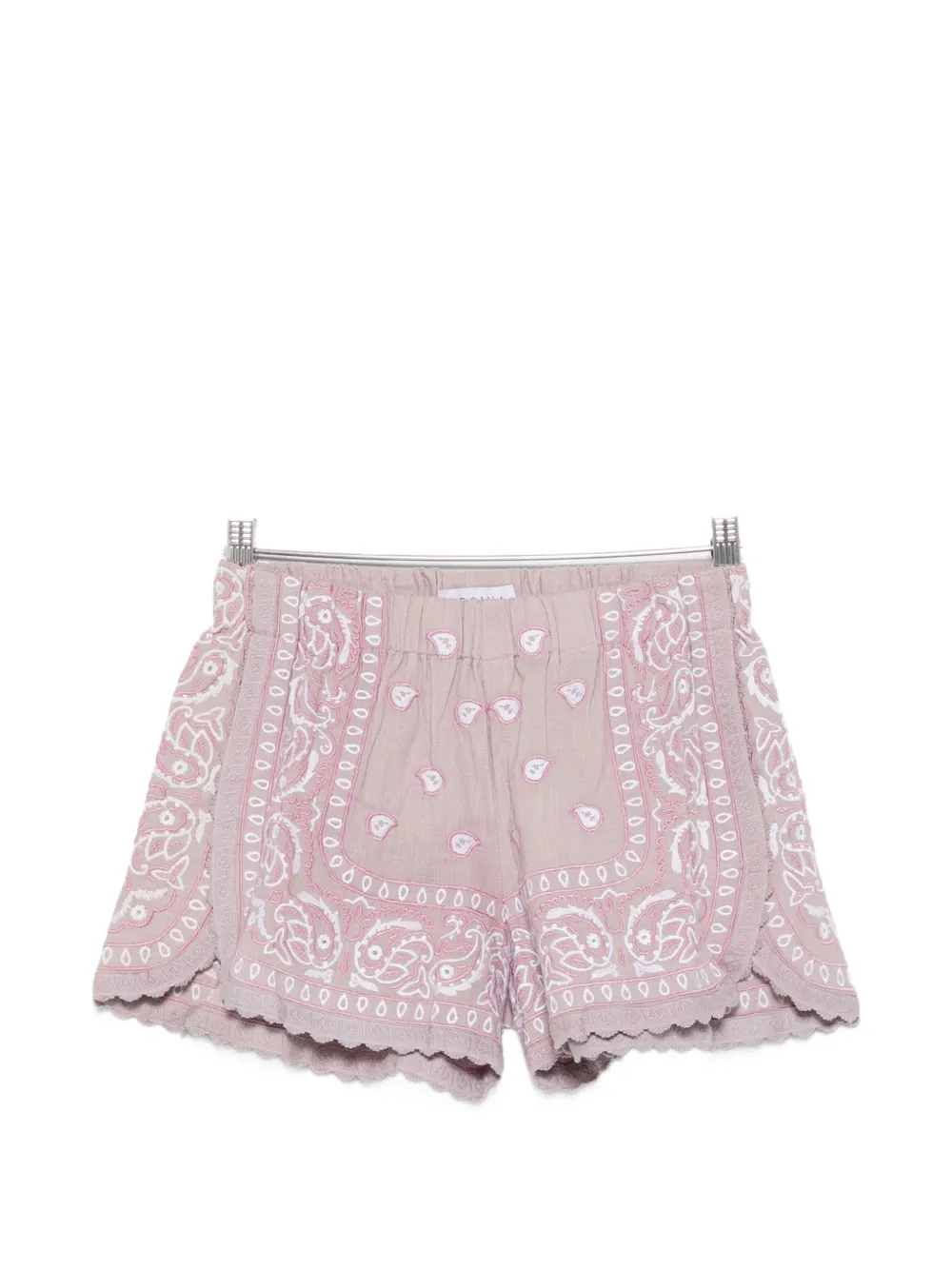 orsina bandana-print embroidered shorts - Purple