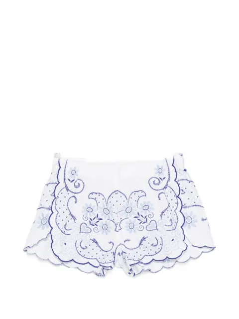 orsina embroidered scalloped-edge mini shorts