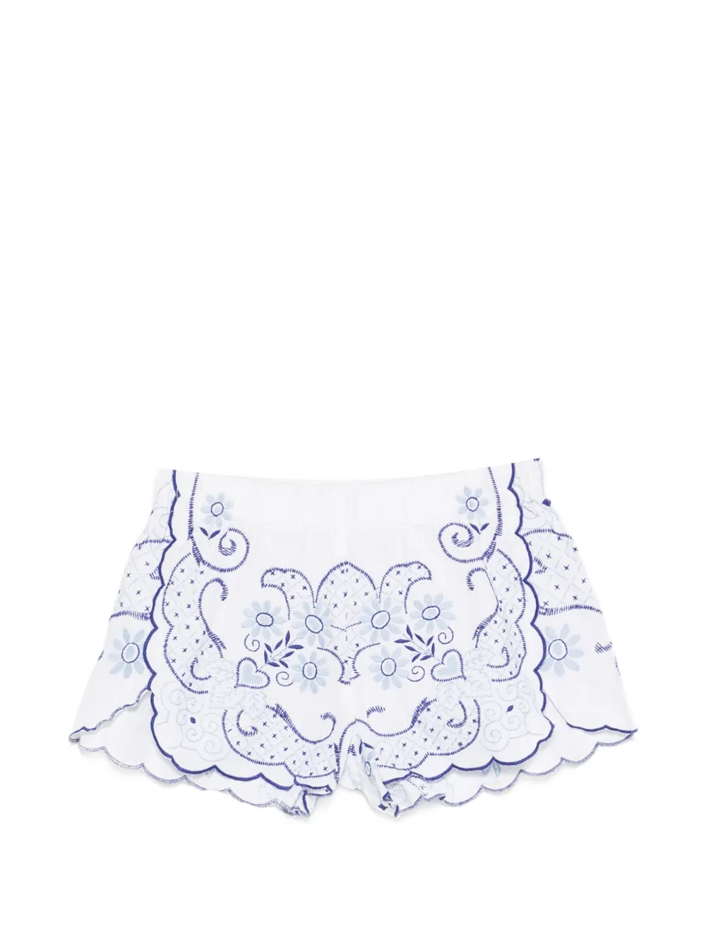 orsina embroidered scalloped-edge mini shorts - Bianco