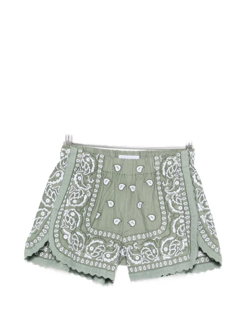orsina bandana-print embroidered mini shorts - Verde
