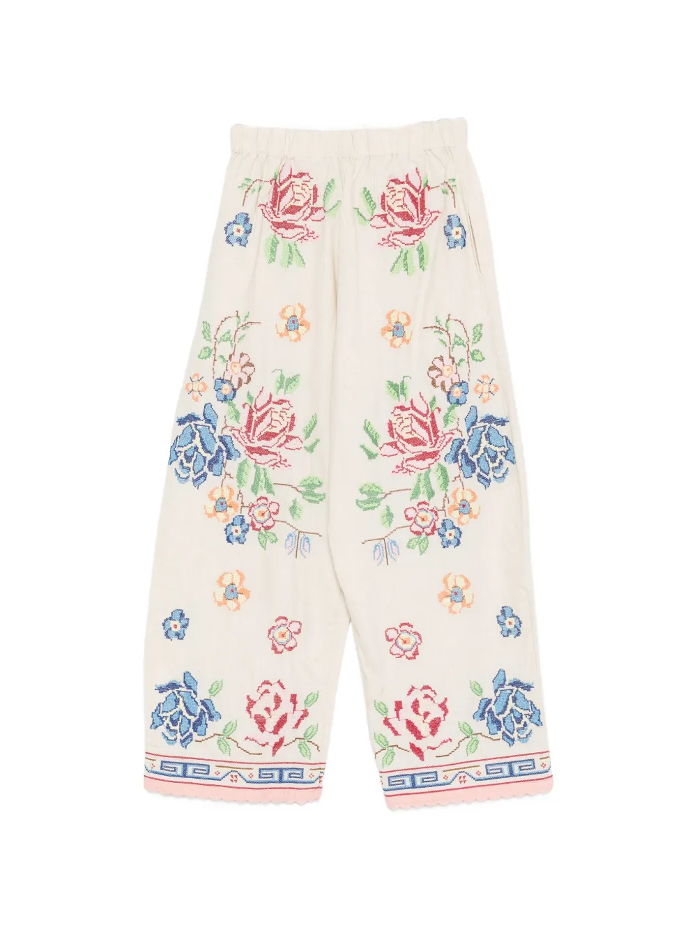 orsina cross-stitch embroidered palazzo pants - Toni neutri