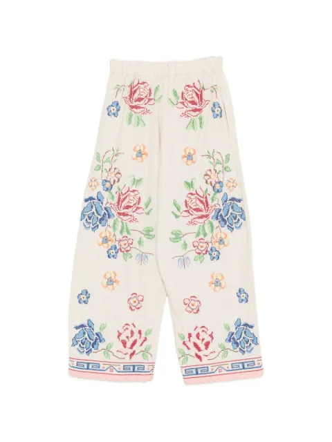 orsina cross-stitch embroidered palazzo pants 