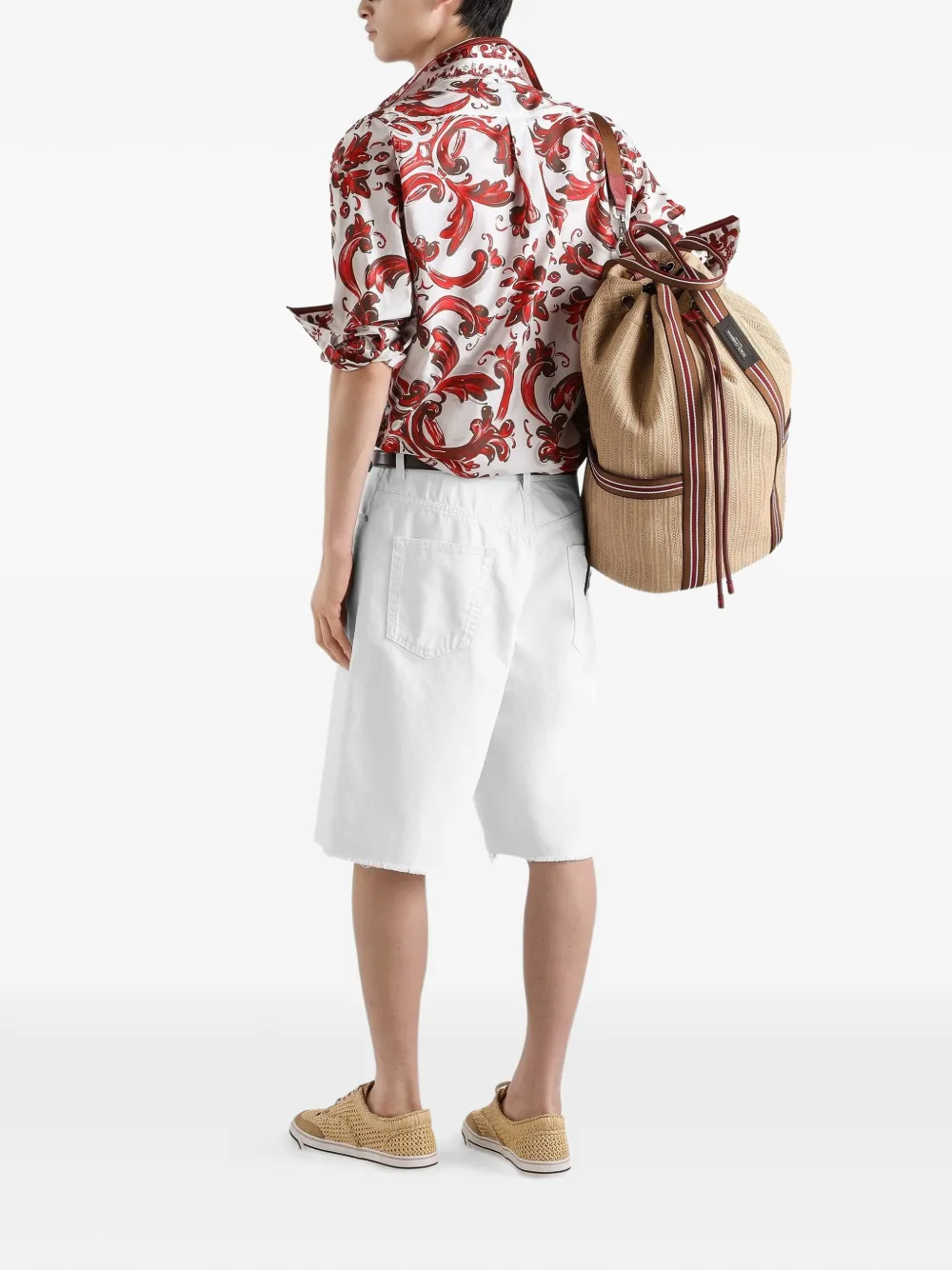 Dolce & Gabbana Popeline overhemd met Majolica-print Wit