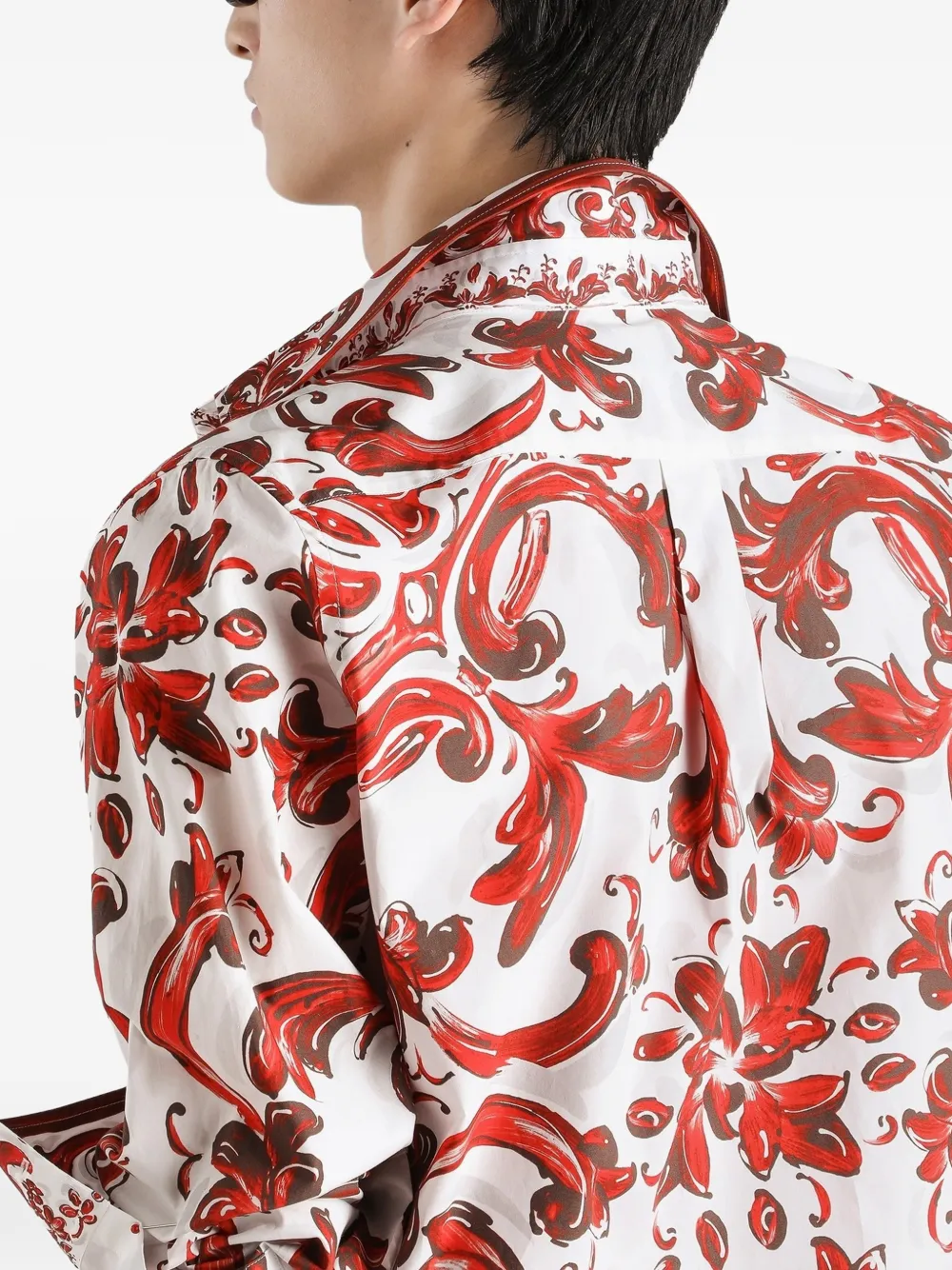 Dolce & Gabbana Popeline overhemd met Majolica-print Wit