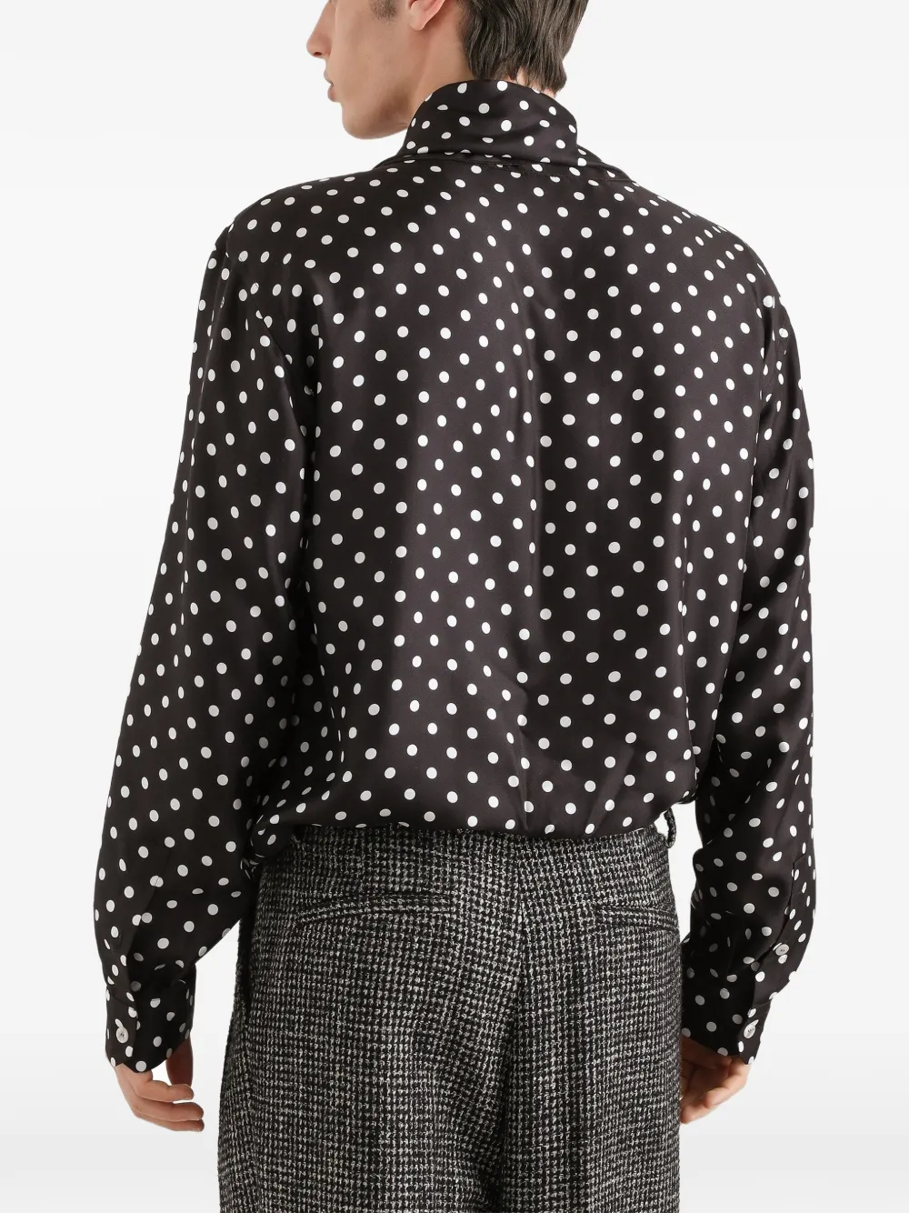 Dolce & Gabbana polka dot-print silk twill martini shirt Zwart