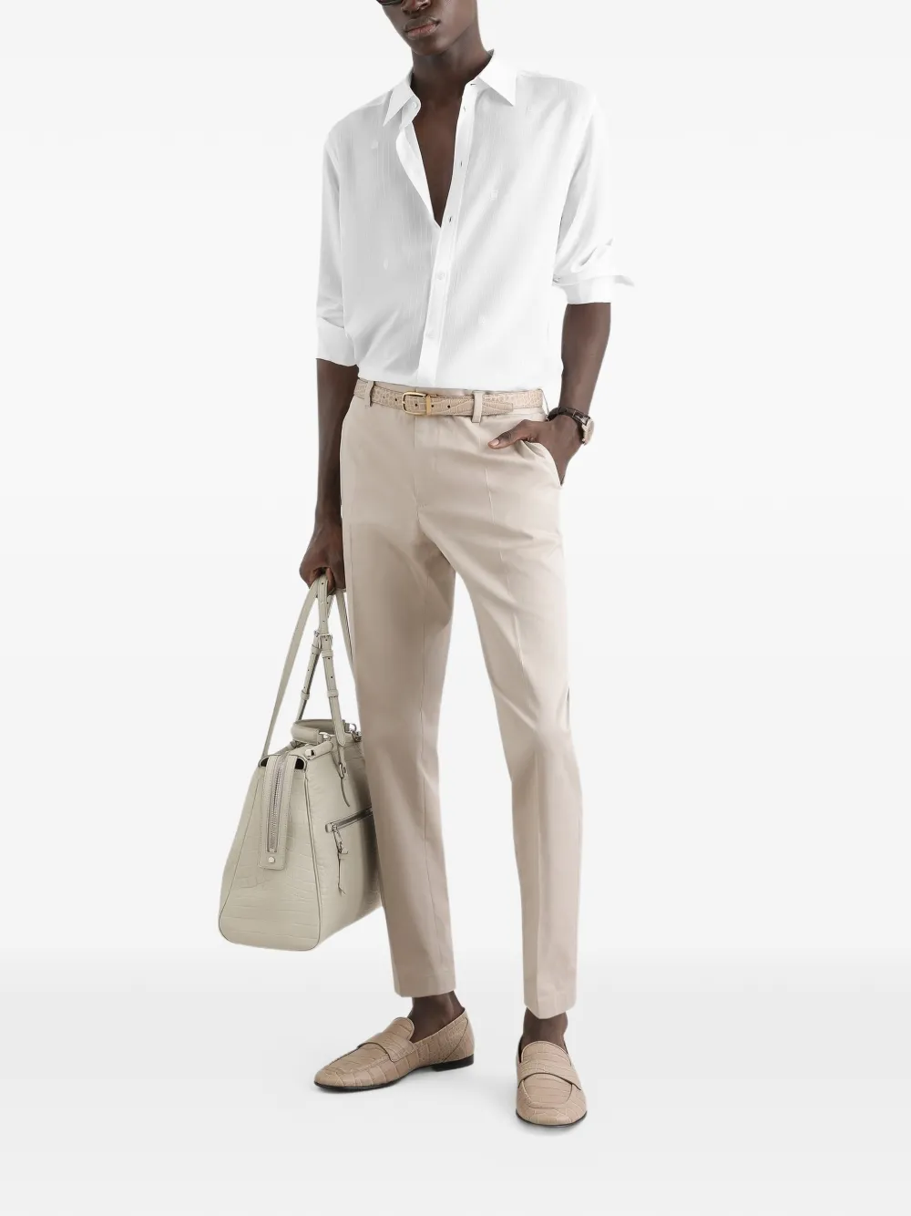 Dolce & Gabbana Martini overhemd met DG Barre-jacquard Wit