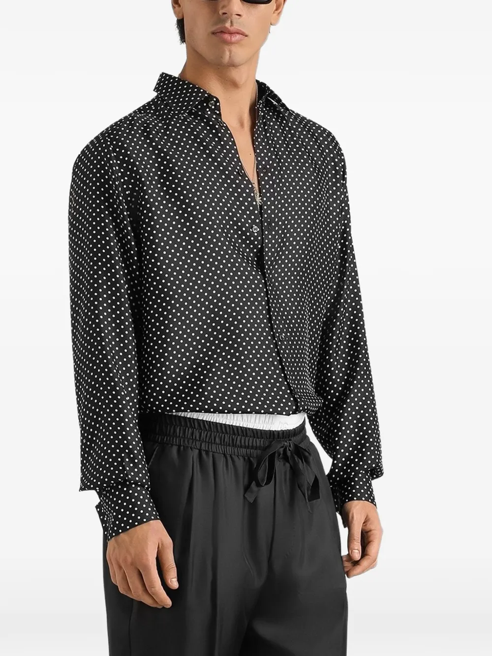 Dolce & Gabbana Twill overhemd met stippen Zwart