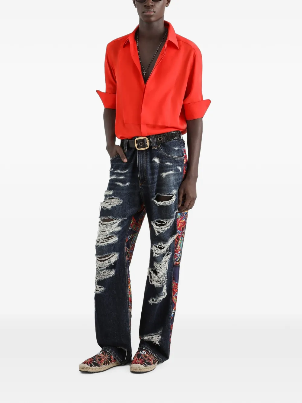Dolce & Gabbana Martini overhemd van zijden crêpe de chine Rood