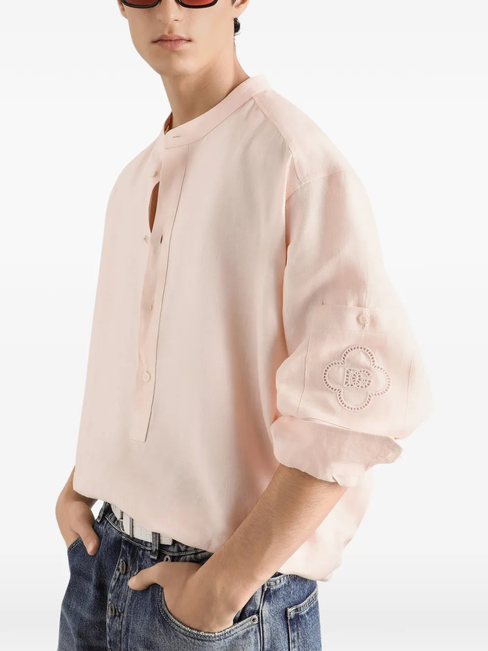 Dolce & Gabbana EXCLUSIVE linnen overhemd Roze