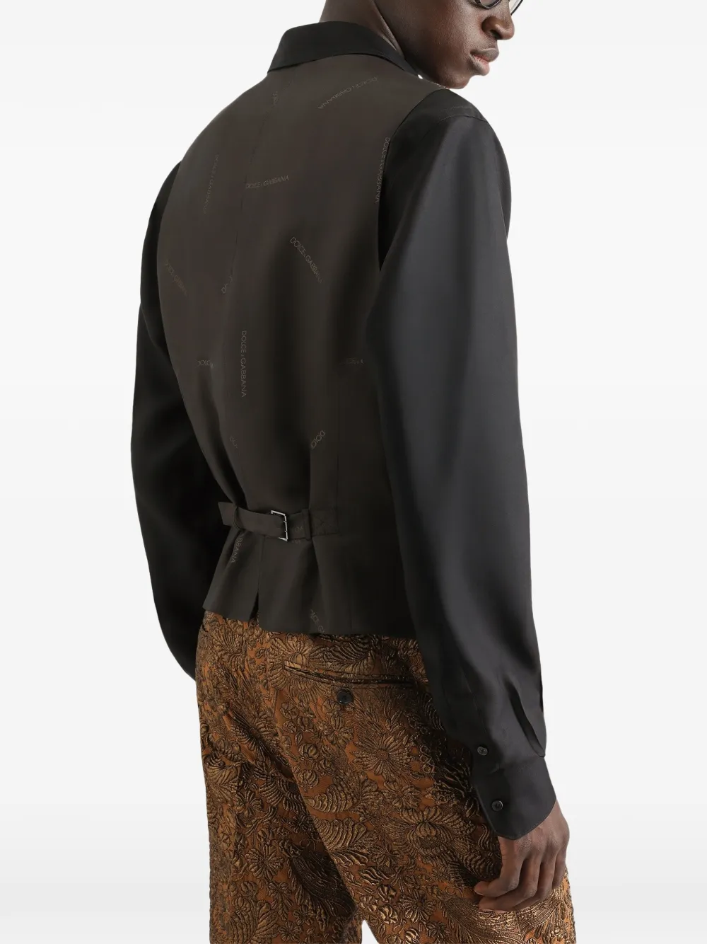 Dolce & Gabbana Brokaat top met enkele rij knopen Bruin