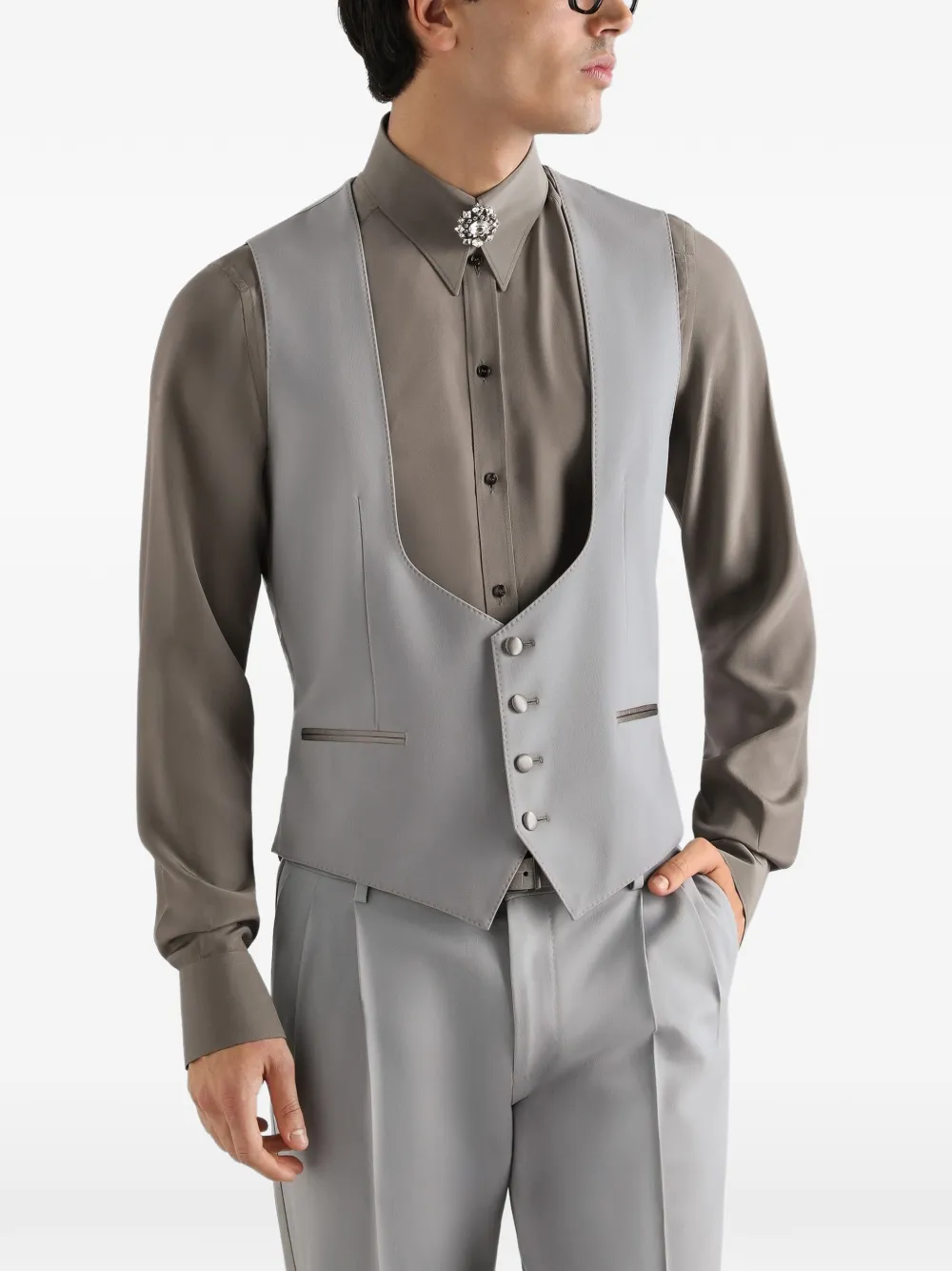 Dolce & Gabbana Geribbelde gilet Grijs
