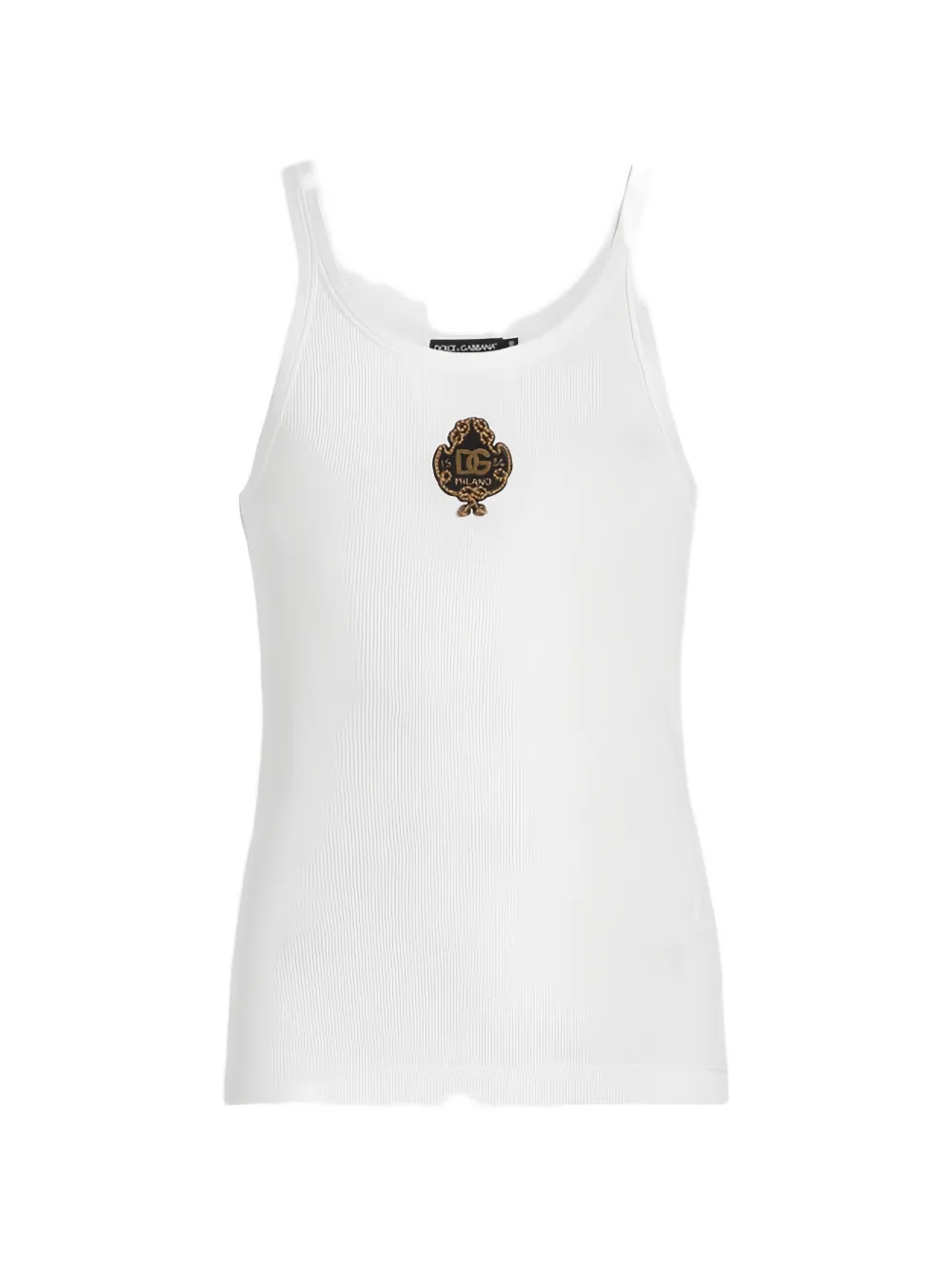 Dolce & Gabbana Canotta in jersey a coste con applicazione - Bianco