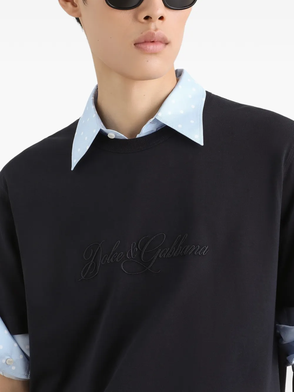 Dolce & Gabbana T-shirt met geborduurd logo Blauw