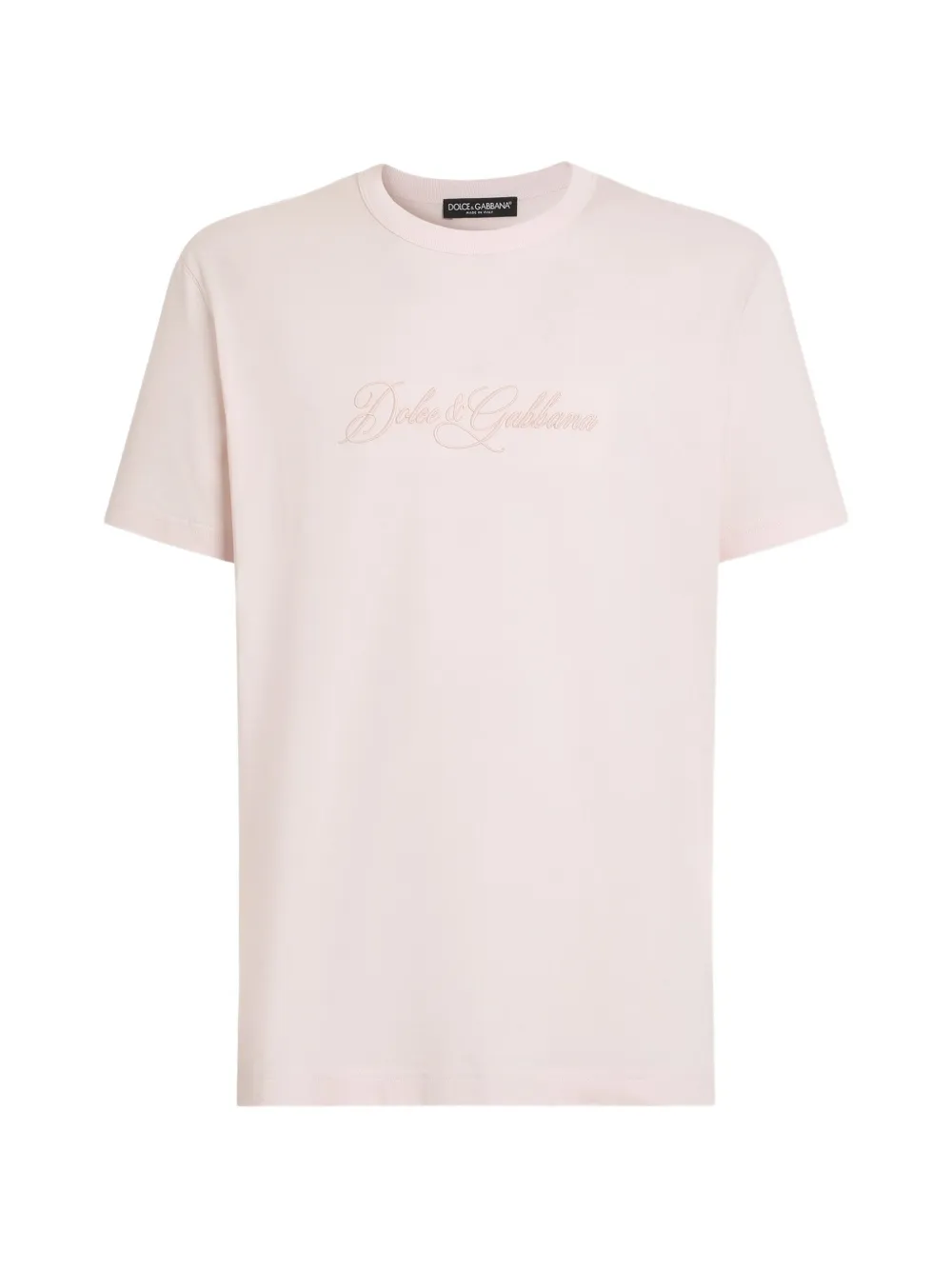 Dolce & Gabbana T-shirt in cotone con logo DG ricamato - Rosa