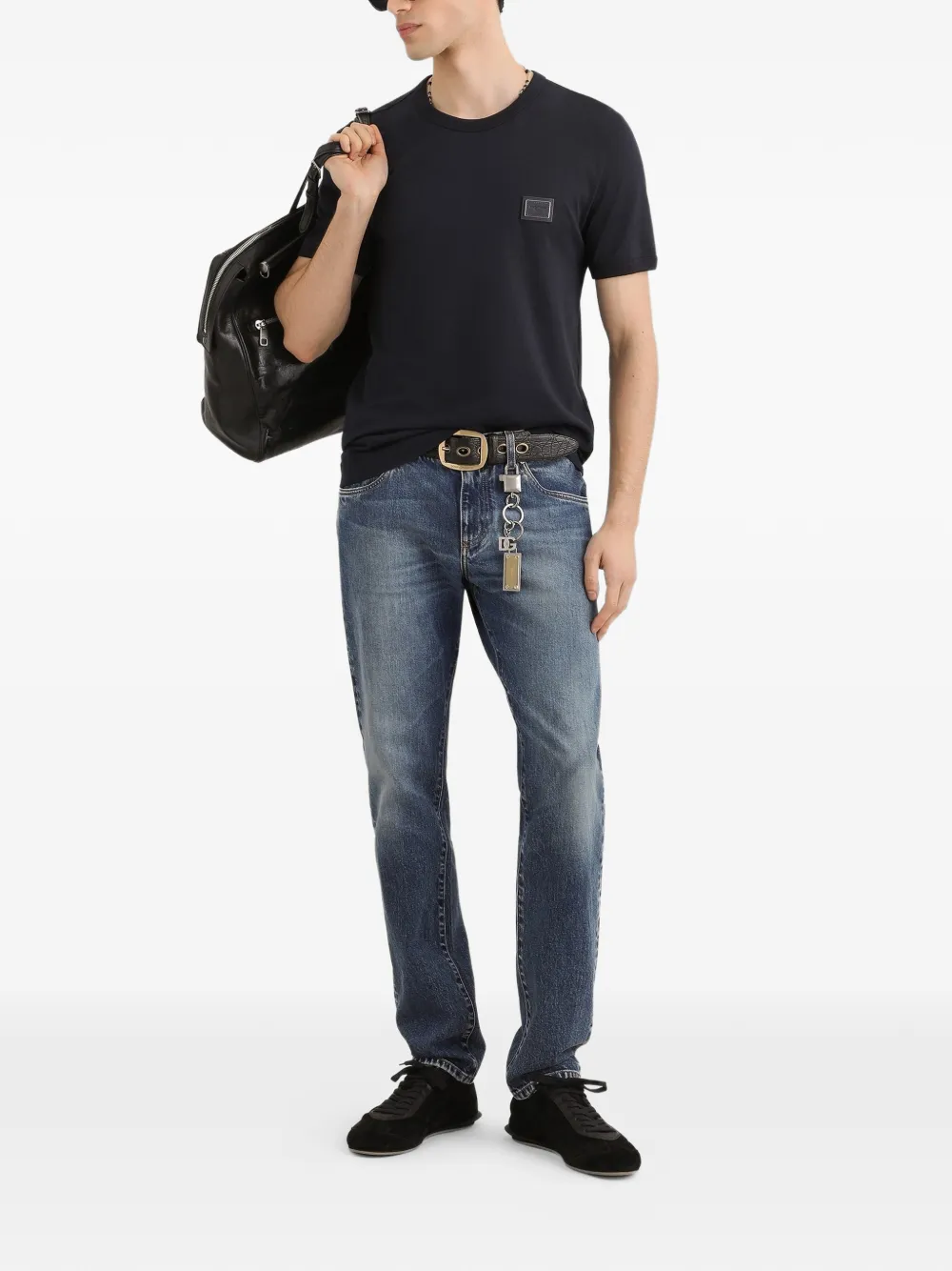 Dolce & Gabbana T-shirt met logoplakkaat Blauw