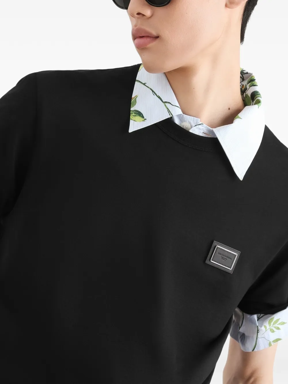 Dolce & Gabbana Katoenen T-shirt met logoplakkaat Zwart