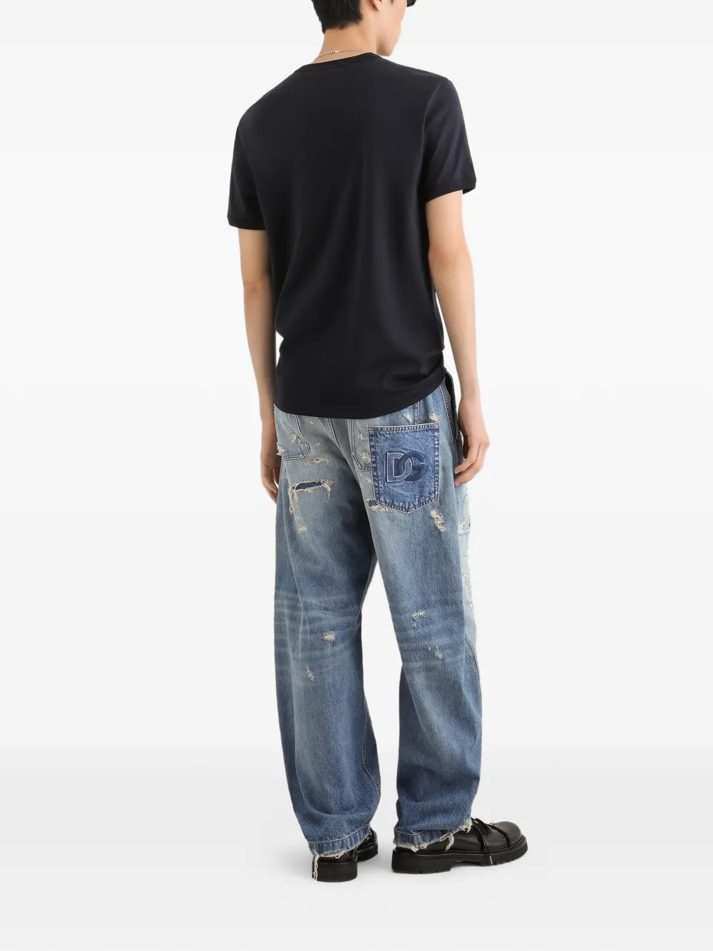 Dolce & Gabbana Katoenen T-shirt met patch Blauw