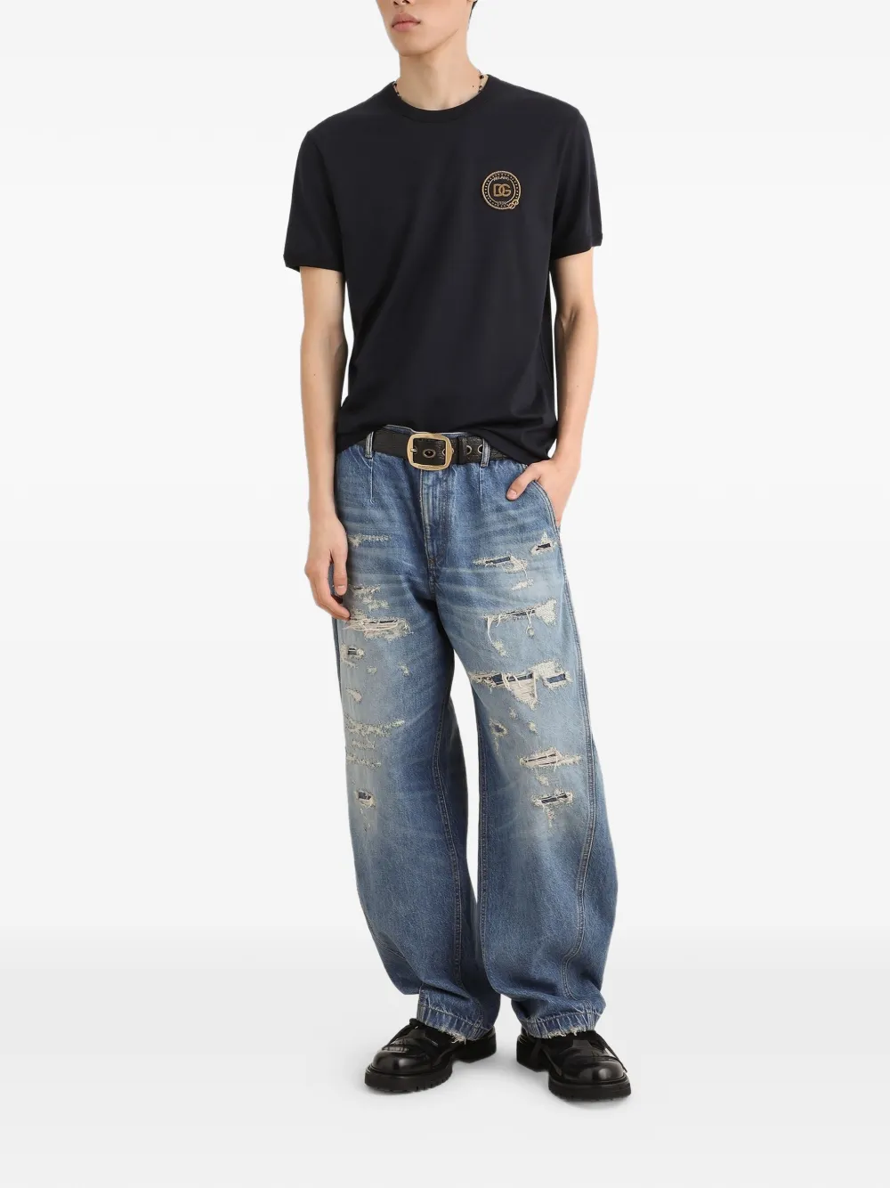 Dolce & Gabbana Katoenen T-shirt met patch Blauw