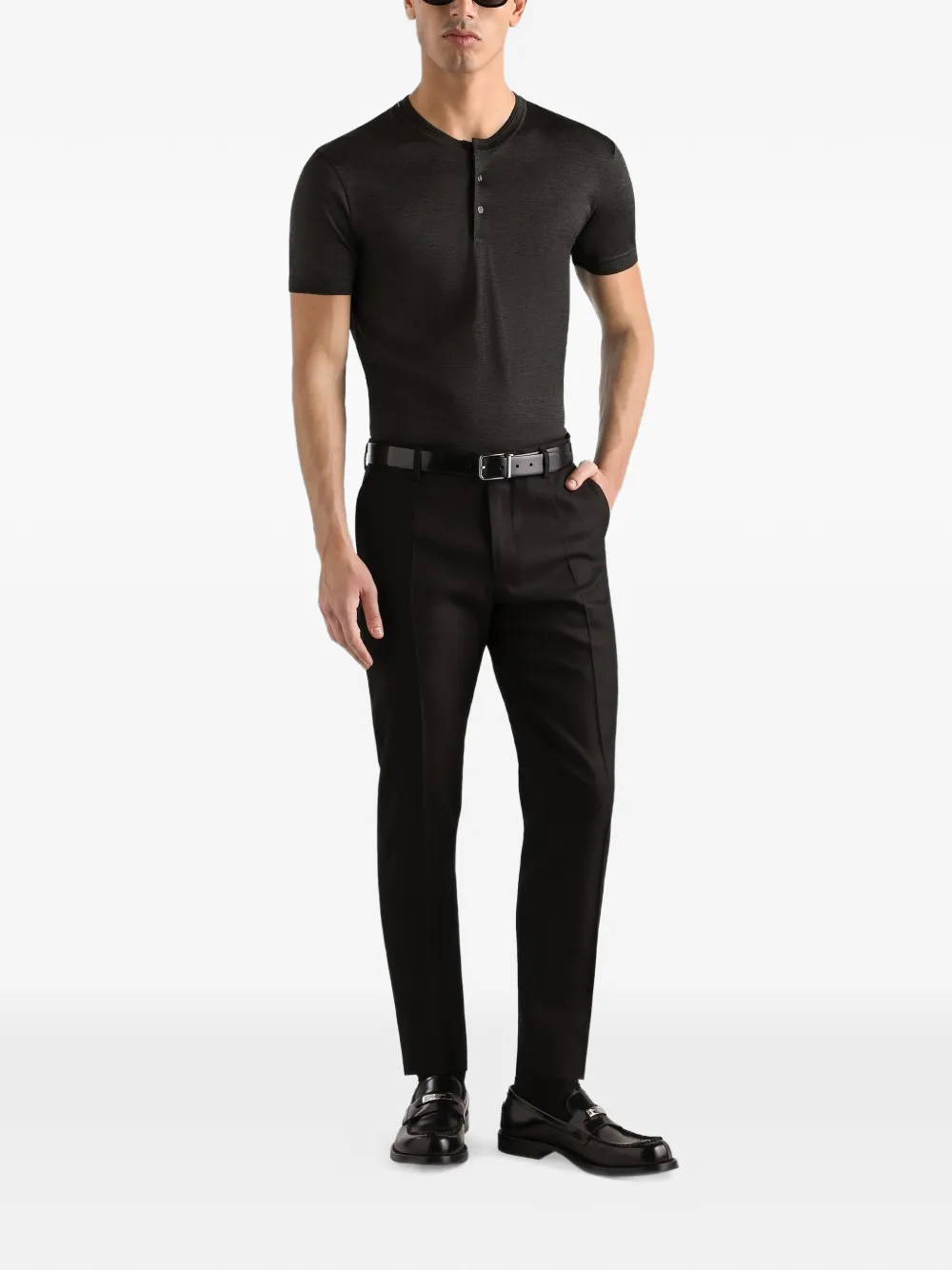Dolce & Gabbana Zijden serafino T-shirt Grijs