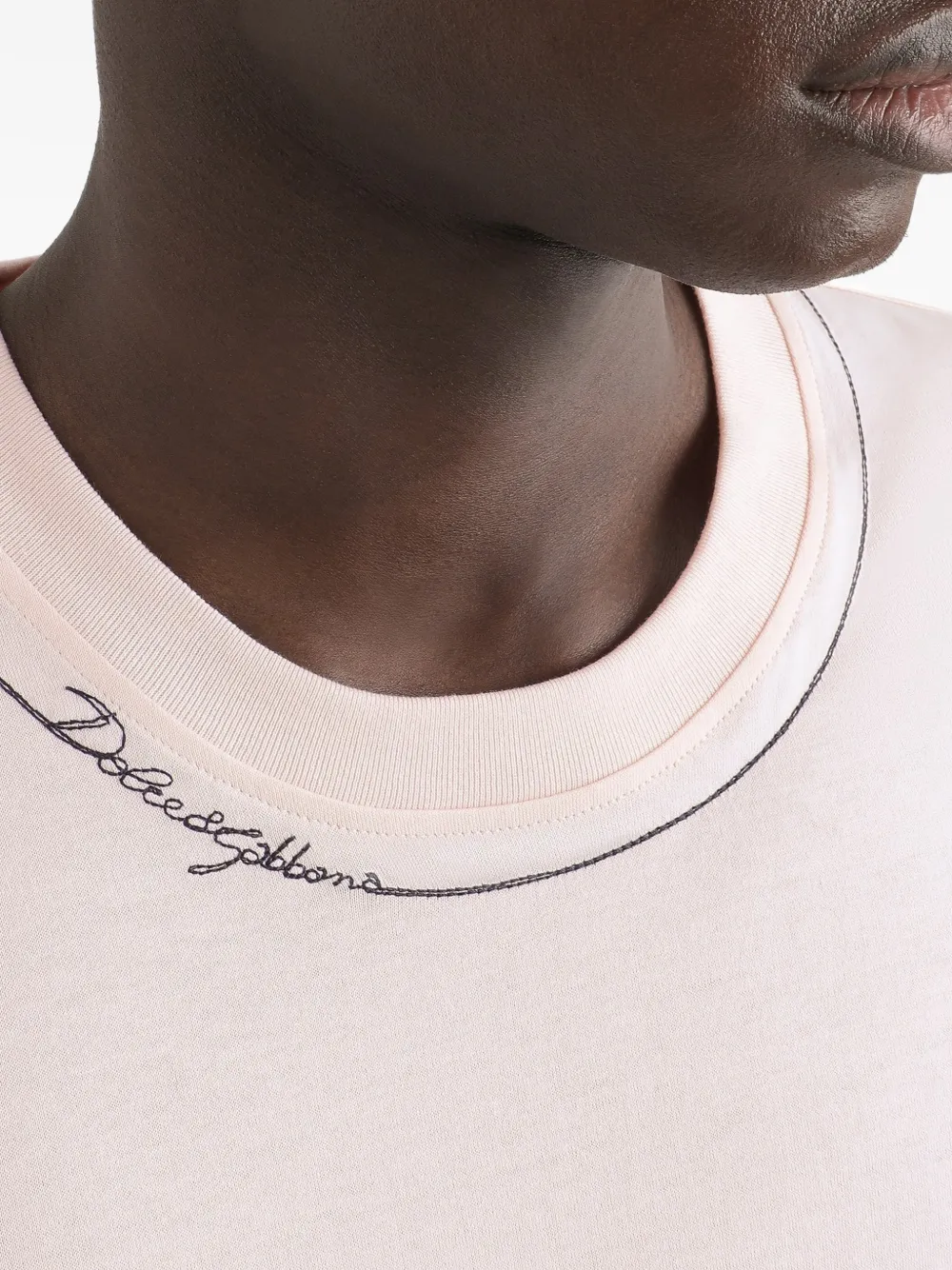 Dolce & Gabbana Katoenen T-shirt met geborduurd DG-logo Roze