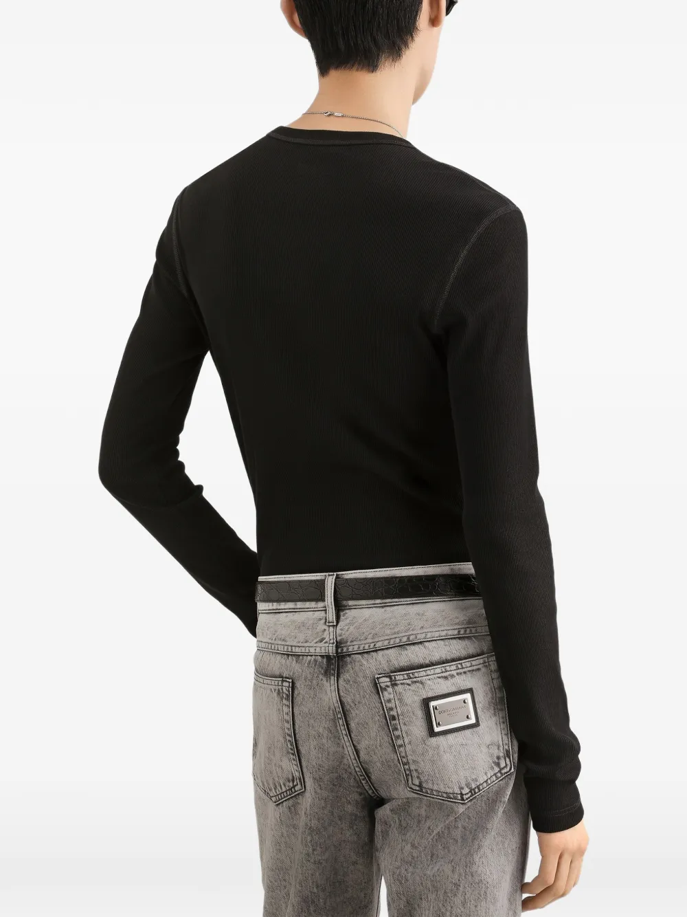 Dolce & Gabbana Serafino jersey T-shirt met logo Zwart