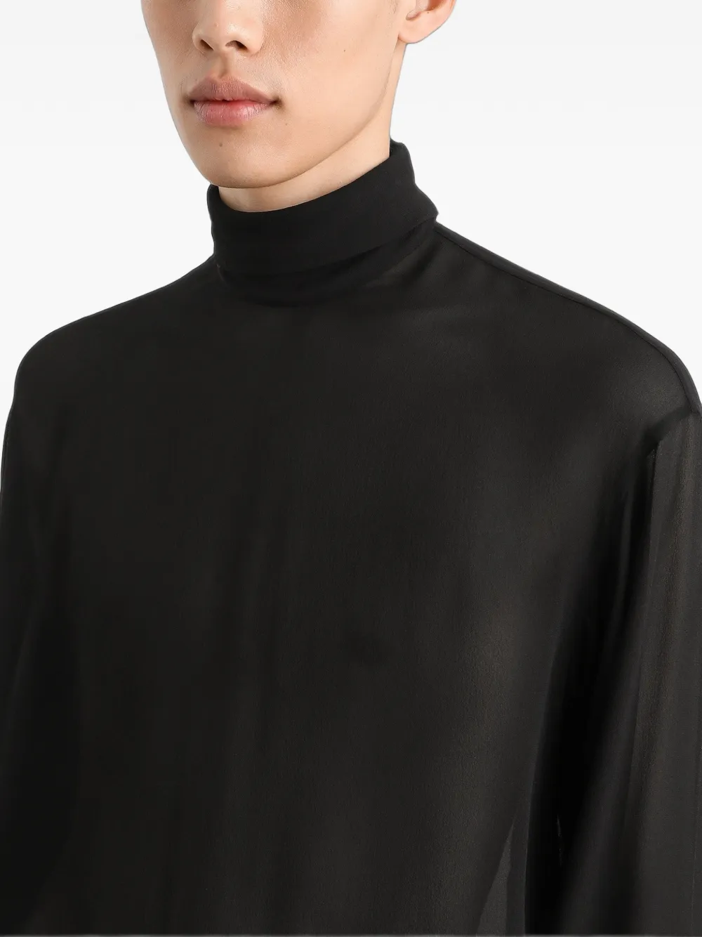 Dolce & Gabbana loose silk turtleneck with shirt cuffs Zwart
