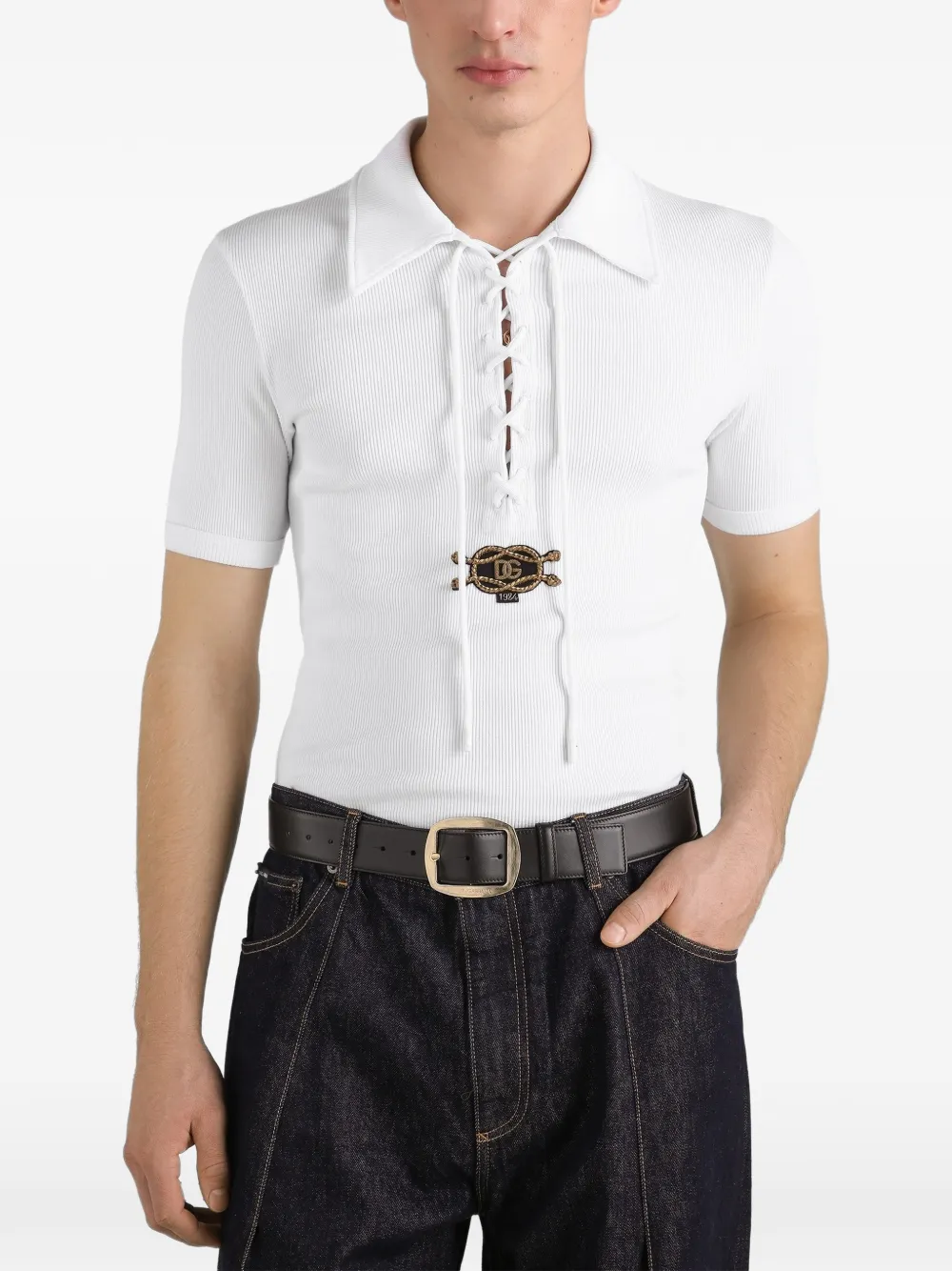 Dolce & Gabbana Katoenen interlock serafino overhemd Wit