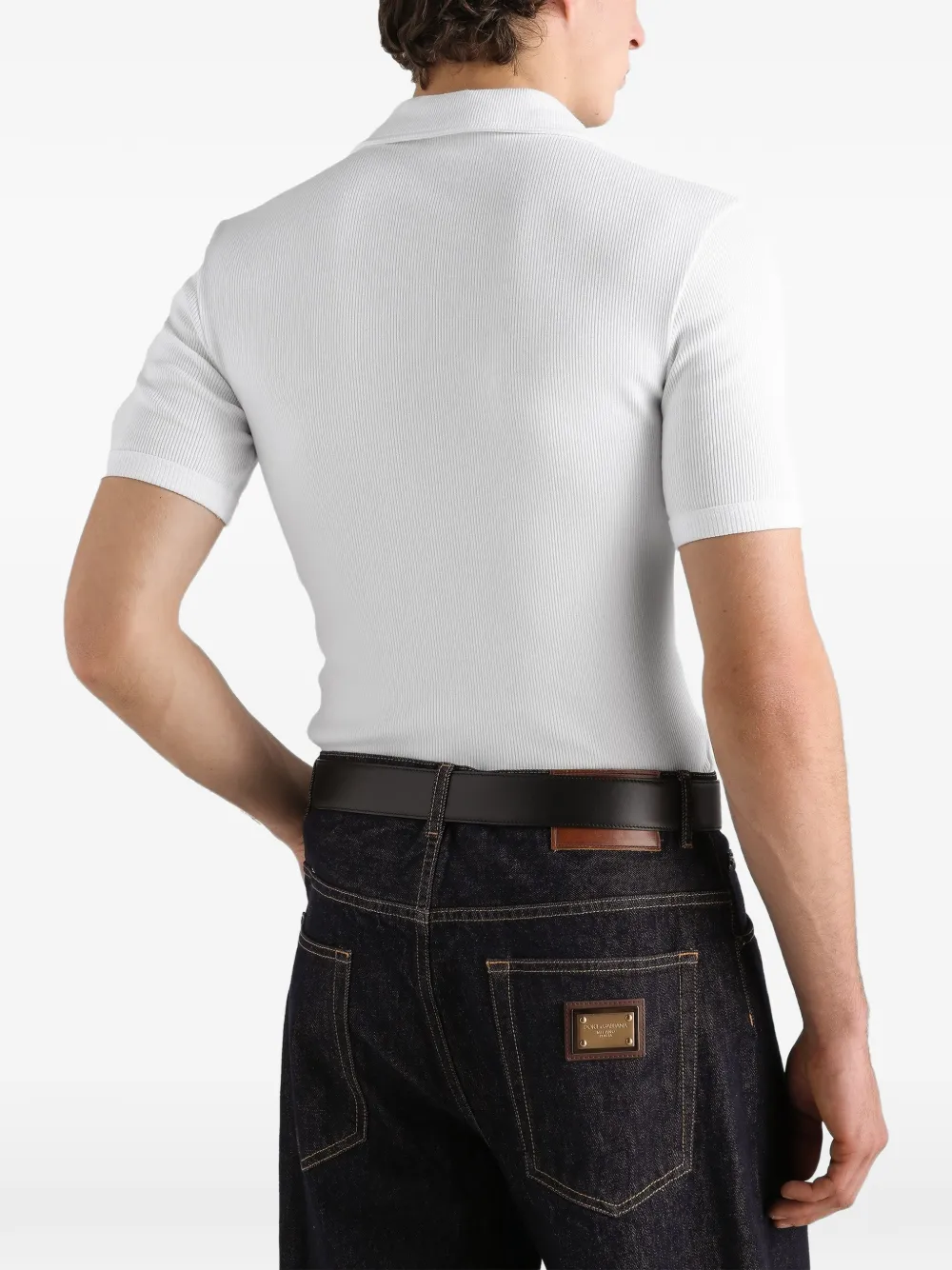 Dolce & Gabbana Katoenen interlock serafino overhemd Wit