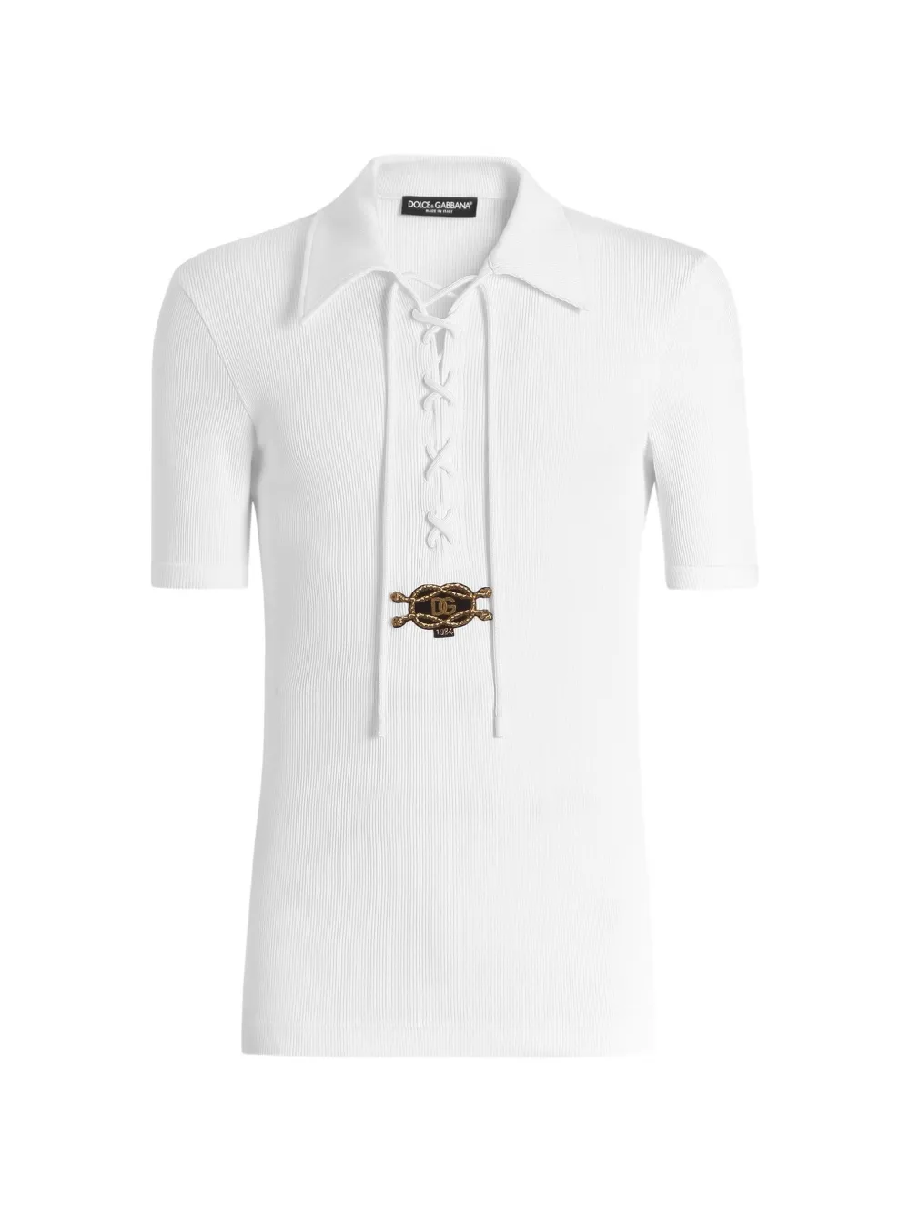 Dolce & Gabbana Cotton Interlock Serafino Shirt In White