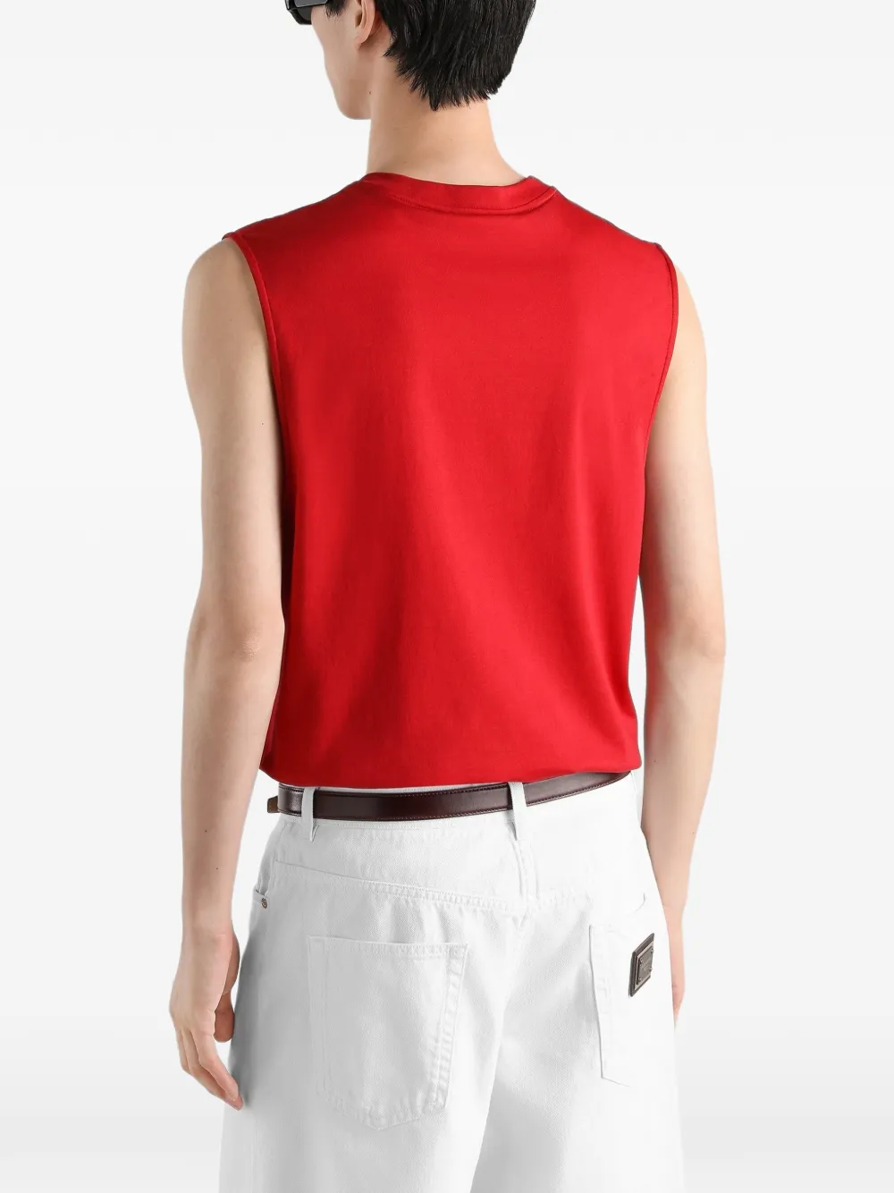 Dolce & Gabbana Katoenen tanktop met patch Rood
