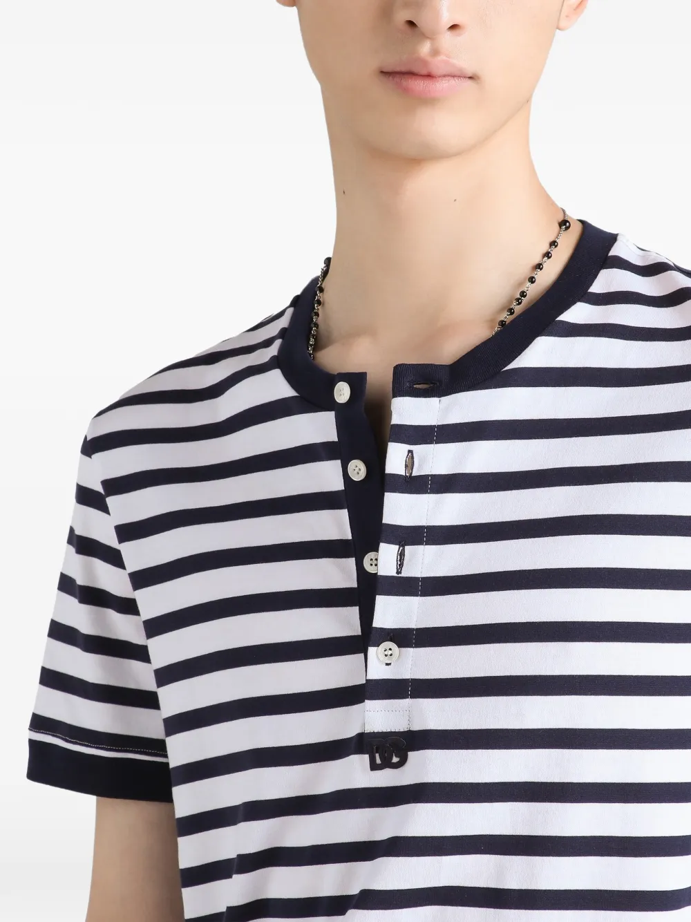 Dolce & Gabbana Serafino gestreept katoenen T-shirt Blauw
