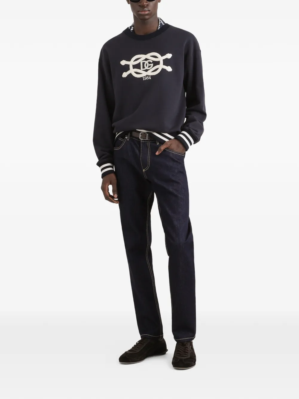 Dolce & Gabbana Katoenen sweater met borduurwerk Blauw