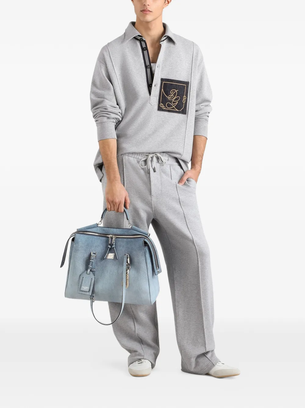 Dolce & Gabbana Gemêleerde katoenen sweater Grijs