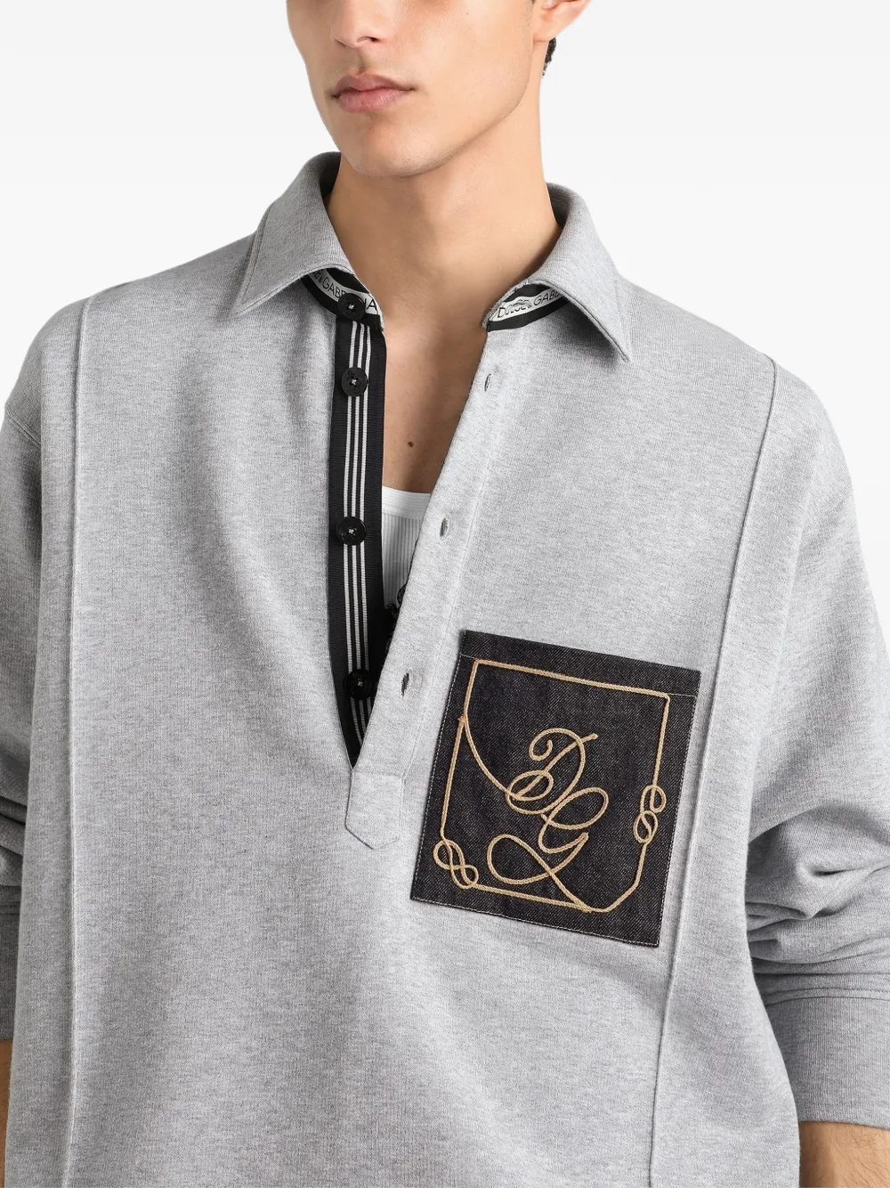 Dolce & Gabbana Gemêleerde katoenen sweater Grijs