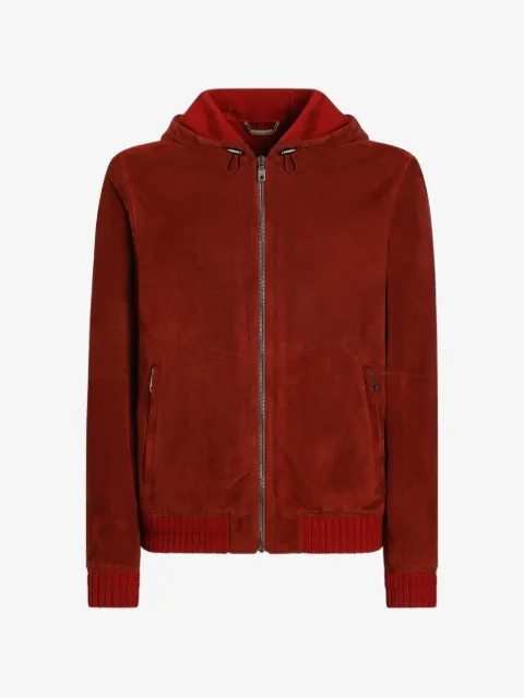 Dolce & Gabbana suede hooded jacket with knit details
