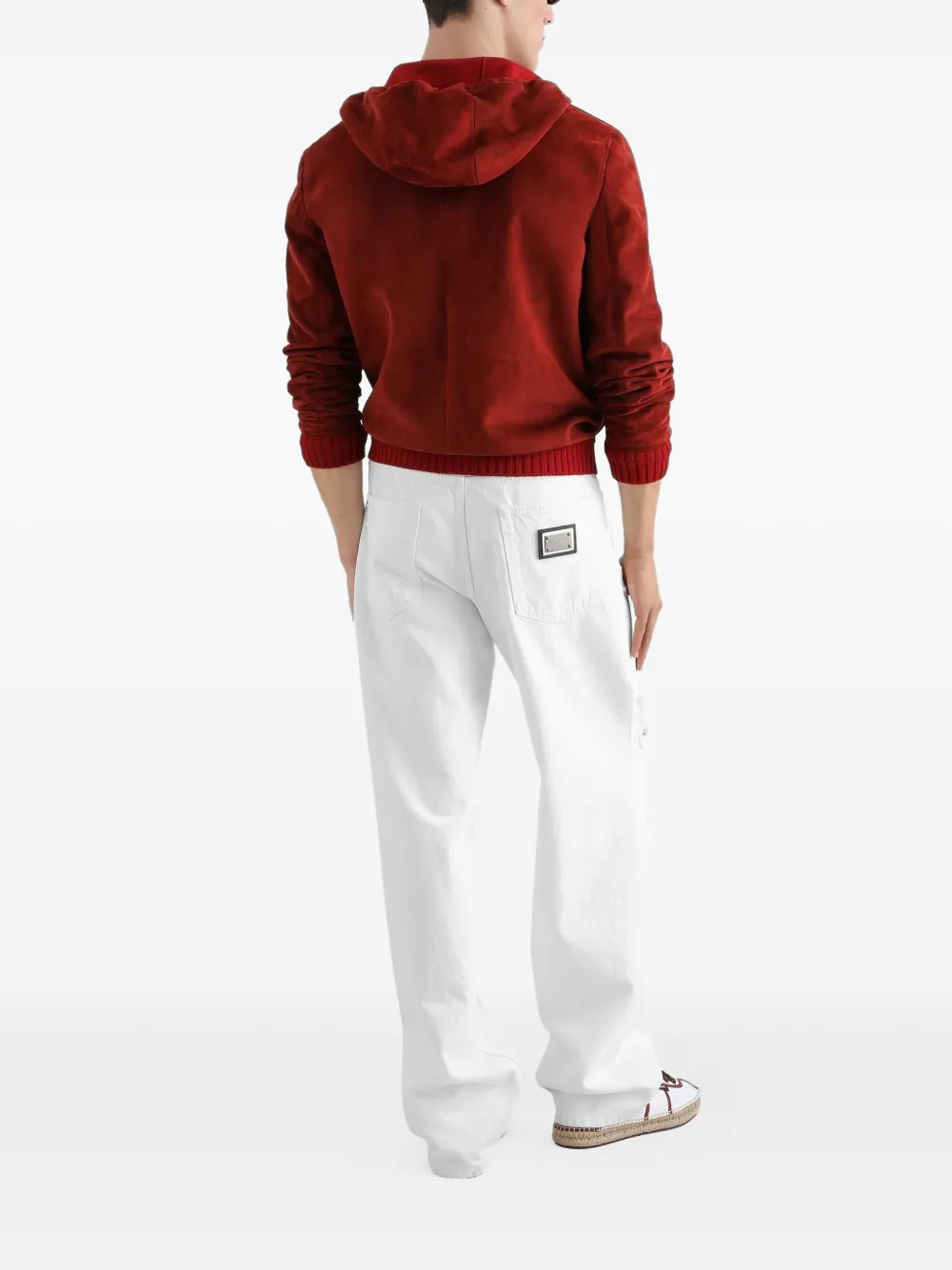 Dolce & Gabbana Suède jack met capuchon en gebreide details Rood