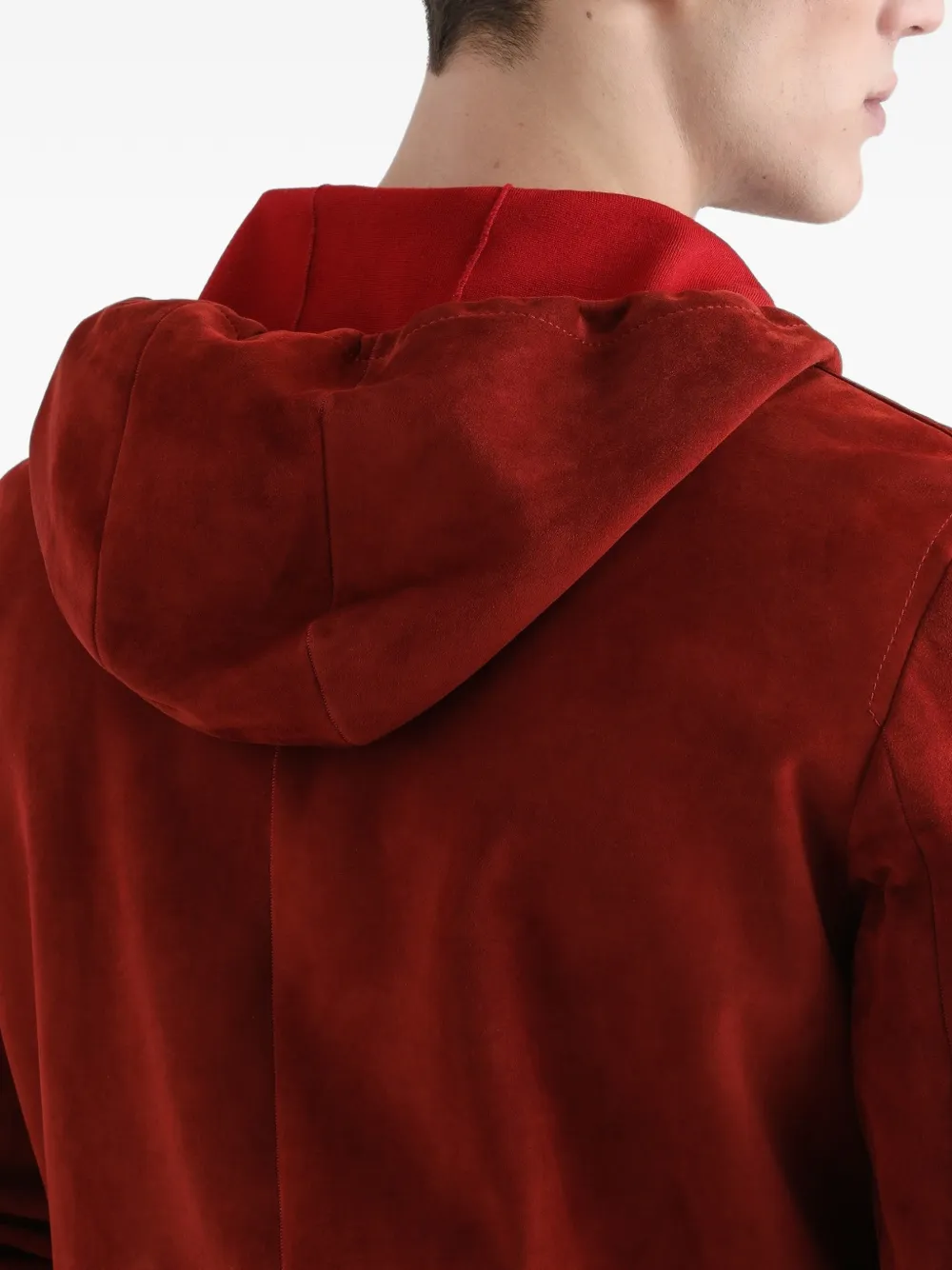 Dolce & Gabbana Suède jack met capuchon en gebreide details Rood