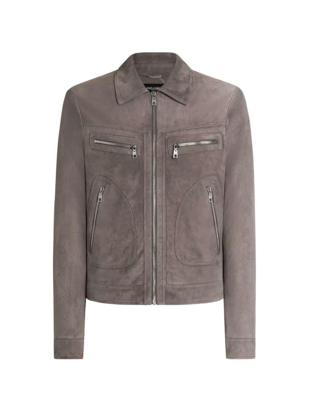 Dolce & Gabbana Giacca in pelle scamosciata - Grigio