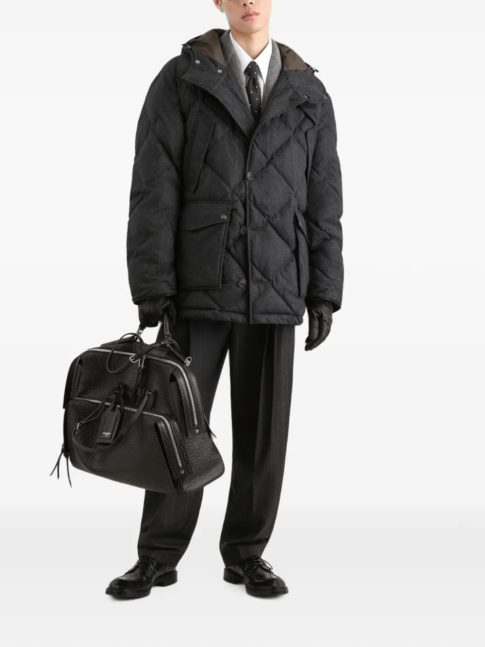 Dolce & Gabbana Flanellen donsjack van scheerwol Grijs
