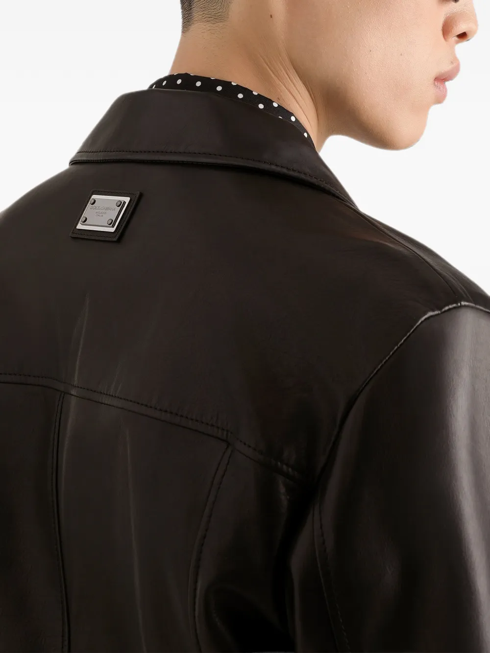 Dolce & Gabbana Leren jack Zwart