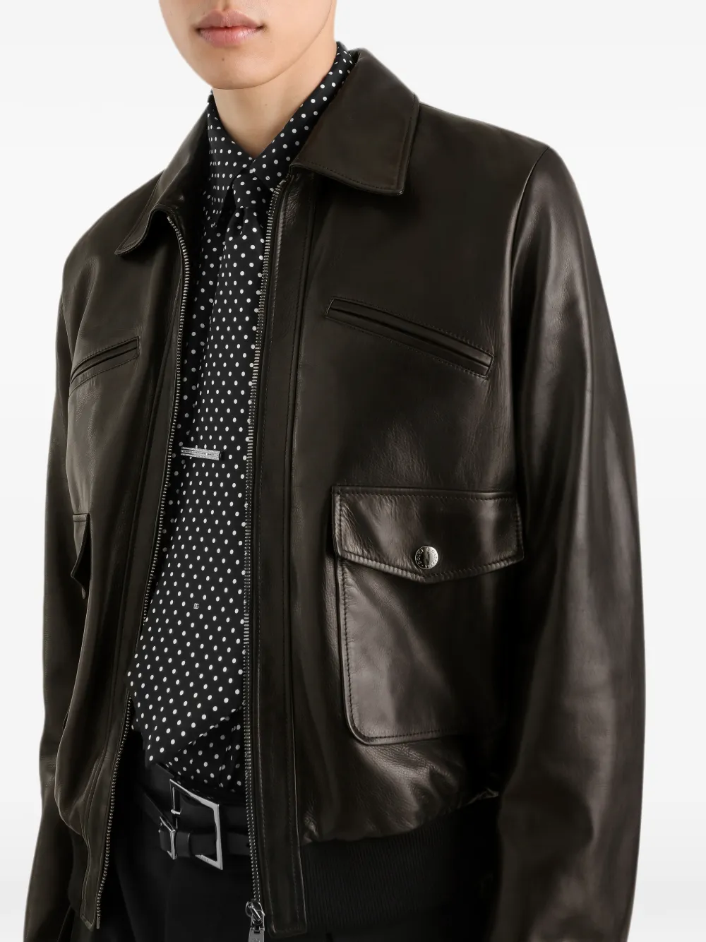 Dolce & Gabbana Leren jack Zwart