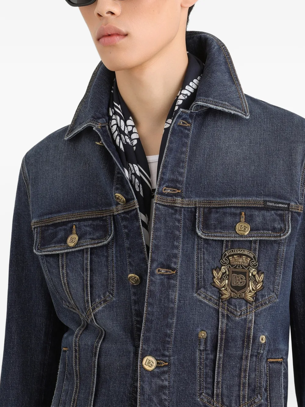 Dolce & Gabbana Denim jack met logopatch Blauw
