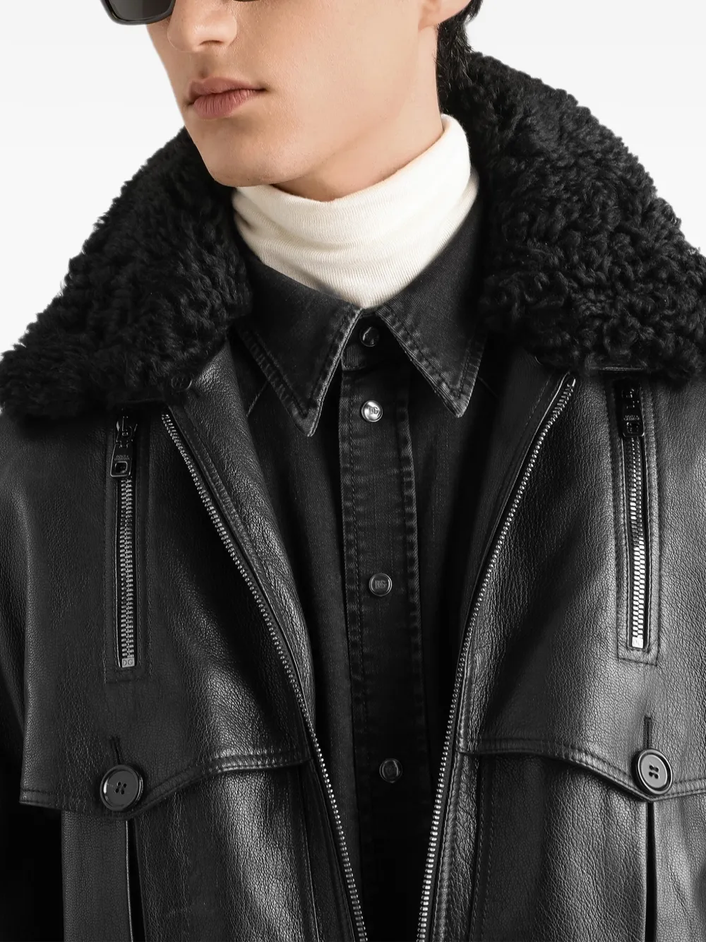 Dolce & Gabbana Geitenleren jack Zwart