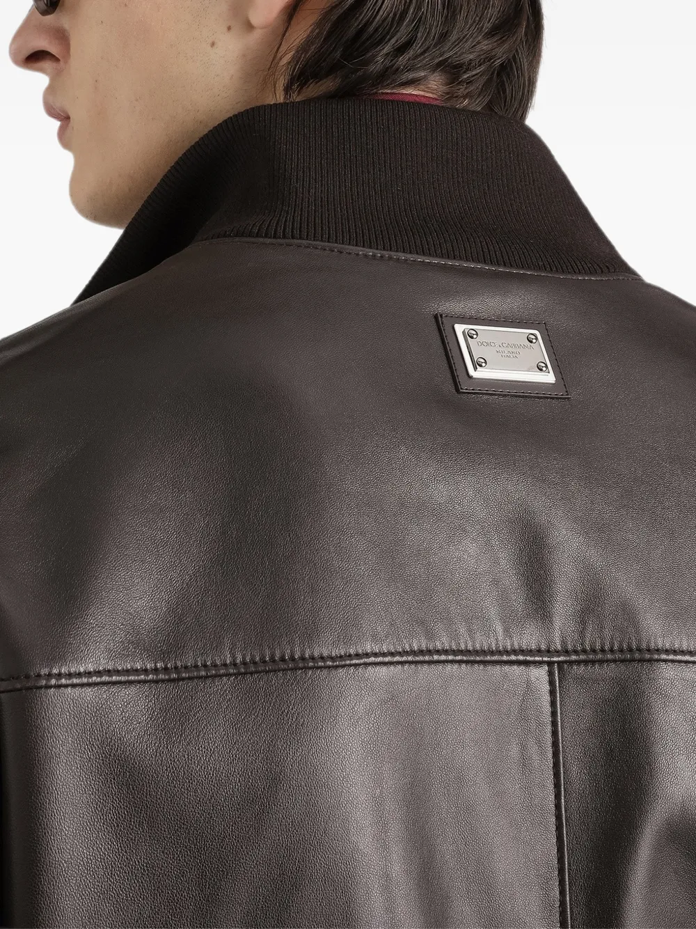 Dolce & Gabbana Leren bomberjack Bruin