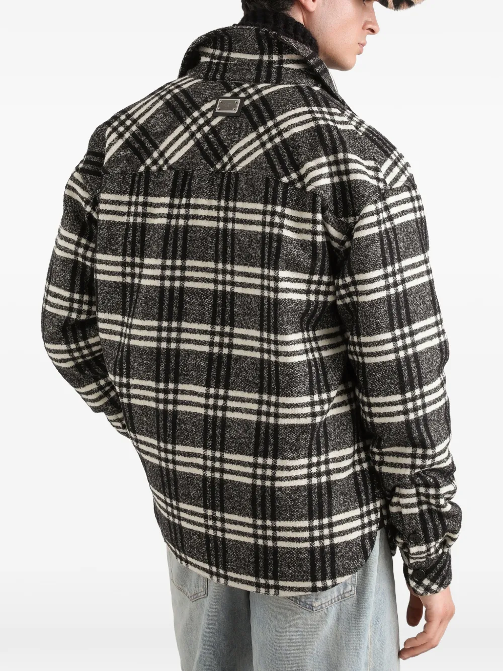 Dolce & Gabbana Geruit shirtjack van wolblend Zwart