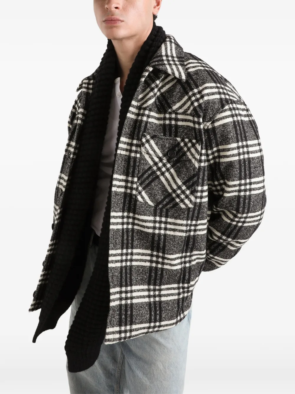 Dolce & Gabbana Geruit shirtjack van wolblend Zwart