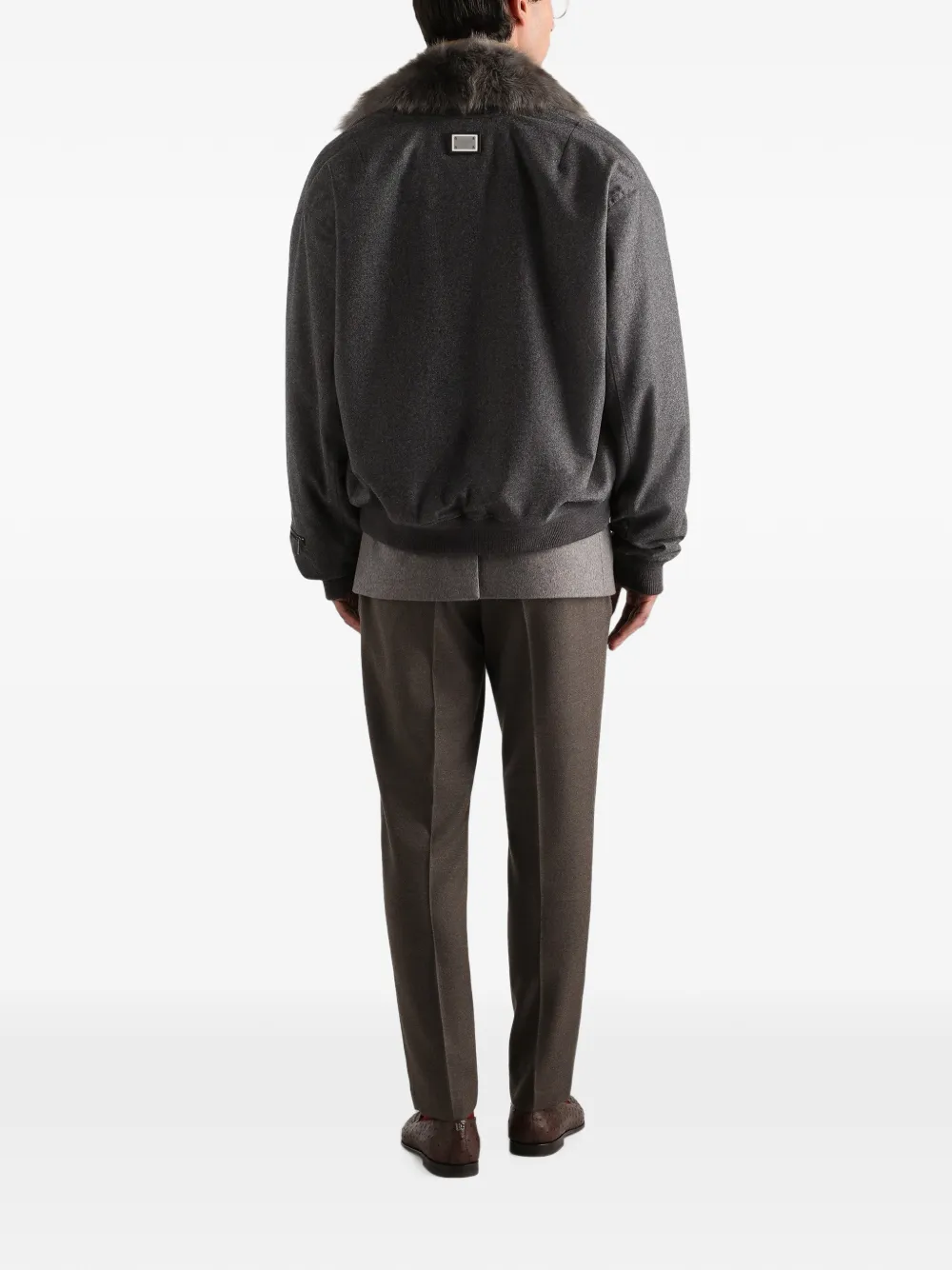 Dolce & Gabbana Gewatteerd bomberjack van wollen flanel Grijs
